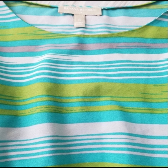 Banana Republic green teal white stripe blouse - Picture 2 of 4